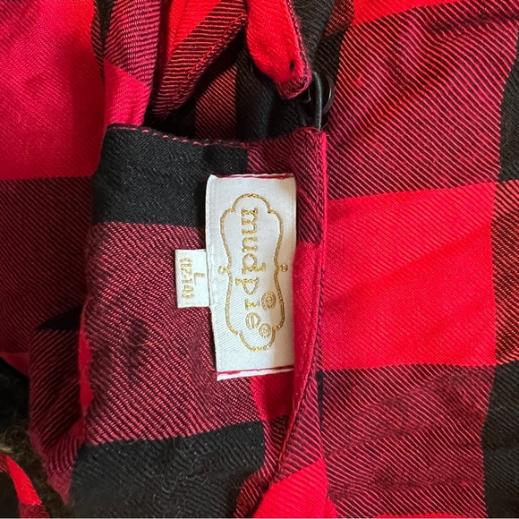 Buffalo plaid ruffle peplum long sleeve red black blouse L - Picture 5 of 9